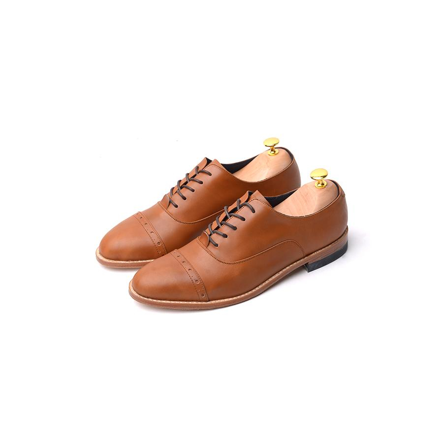 Sepatu Kulit Kerja Pria Portee Goods Oxford Captoe Calf Tan