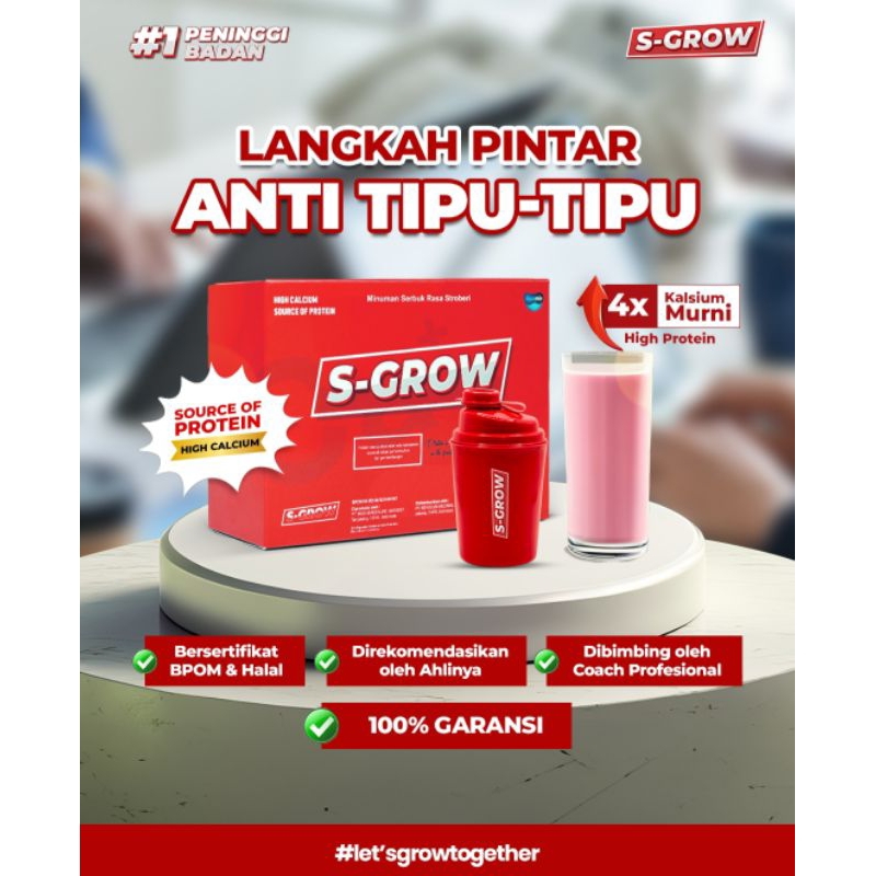 

S-GROW (Susu Peninggi Badan Untuk Orang Dewasa, HALAL DAN BPOM)