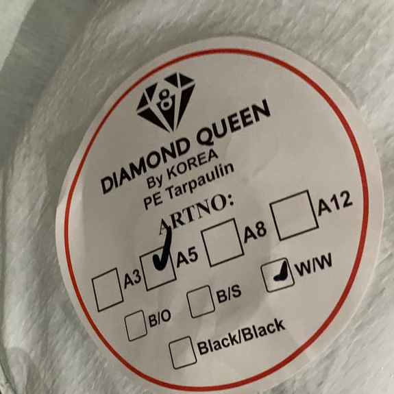 TERPAL ROLL A5 WARNA PUTIH  DIAMOND QUEEN (Harga Roll)