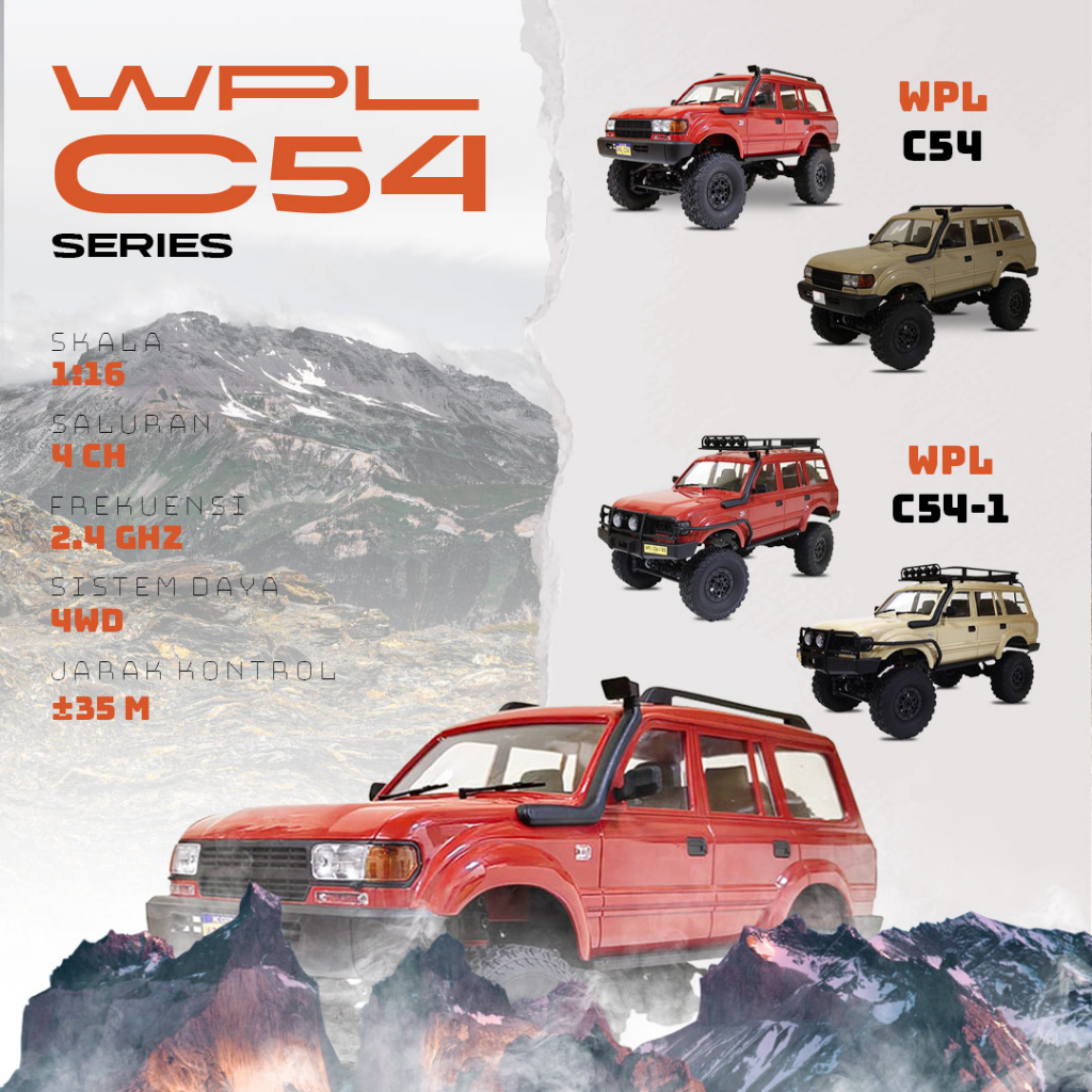 RC Mobil Rock Crawler WPL C54 WPL C54-1 Land Cruiser Off Road RTR 1/16 4WD