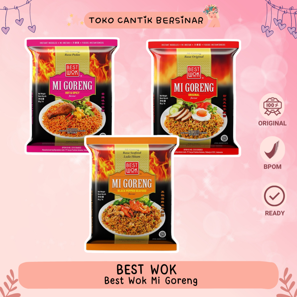 Best Wok Mi Mie Goreng Original Hot & Spicy Blackpepper Black Pepper Seafood Instant Noodle 85gr Bes