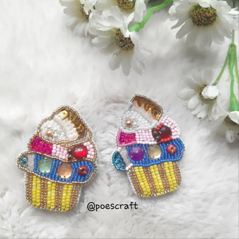 Poes Craft Bros Payet Cupcake Aksesoris Hijab Souvenir