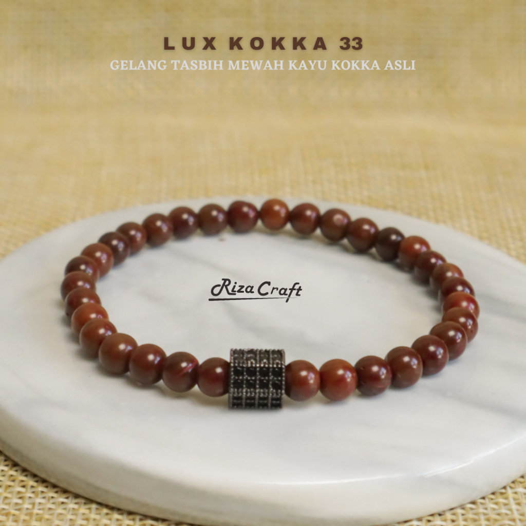 LUX KOKKA Gelang Tasbih Pria Wanita 33 Butir Kayu Kokka Kaukah Kaokah ASLI Arab 100%