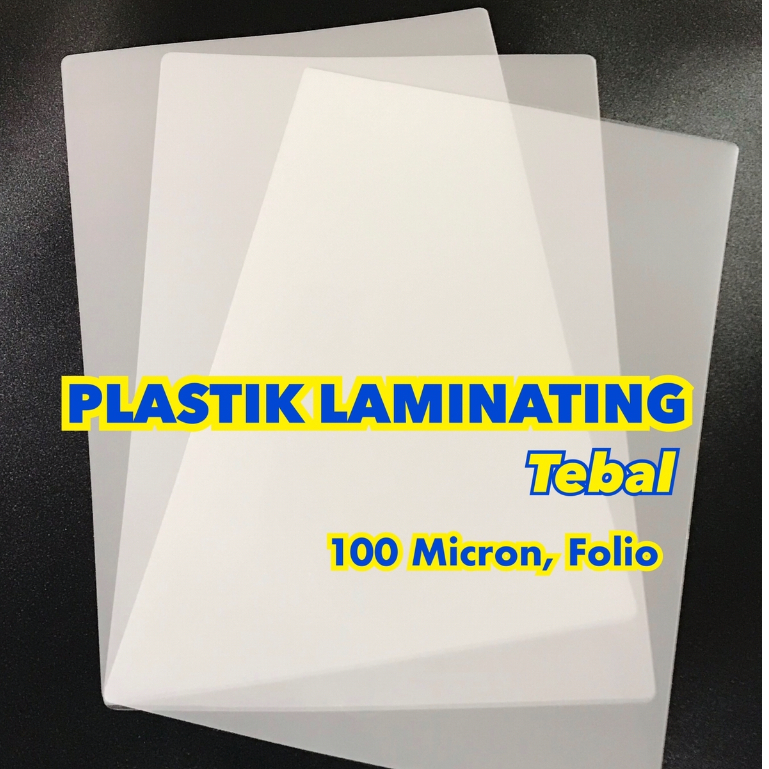 

PLASTIK LAMINATING UKURAN F4 & A4TEBAL 100 MICRON SATUAN LEMBARAN