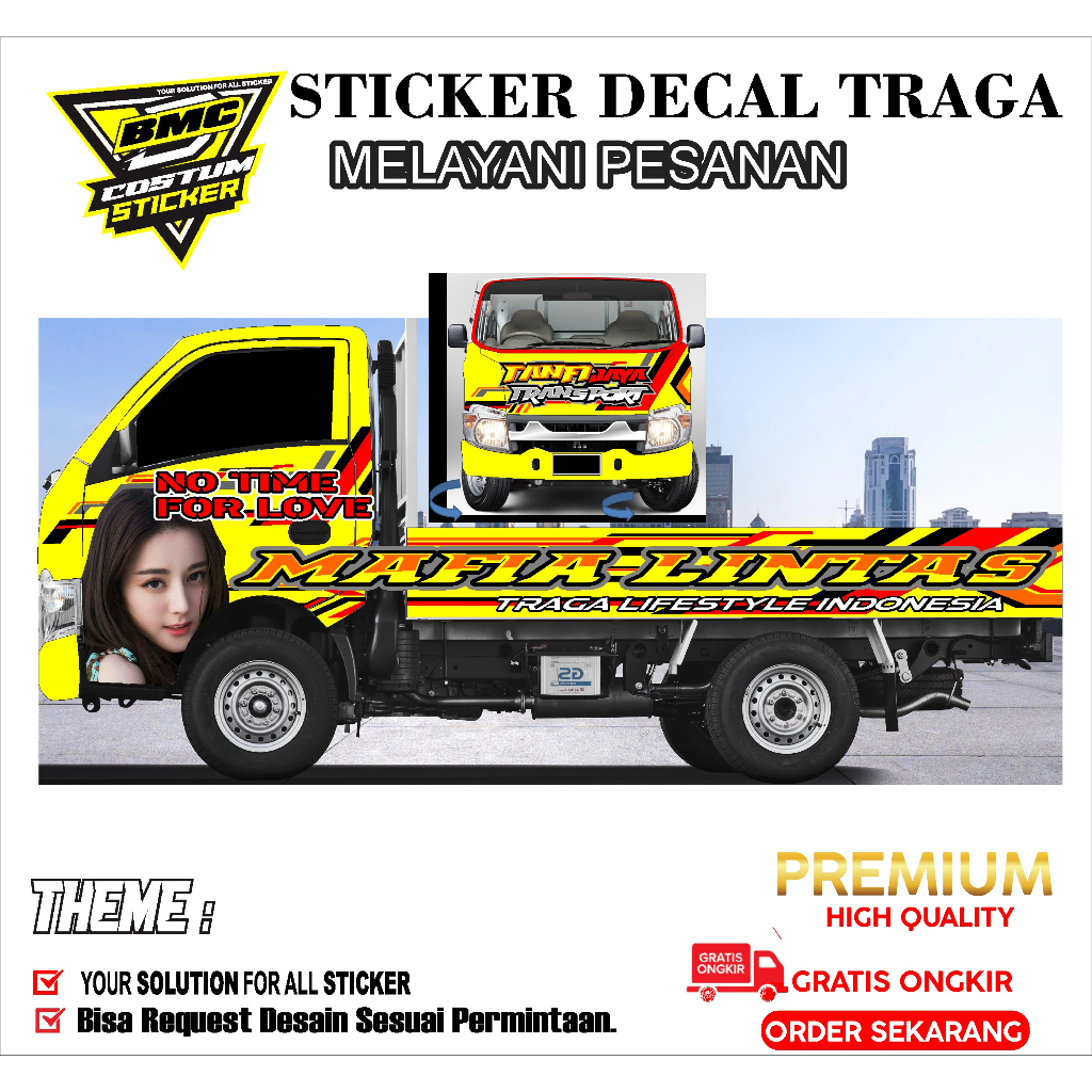 STICKER DECAL MOBIL PICKUP TRAGA/STIKER VARIASI  ISIZUTRAGA
