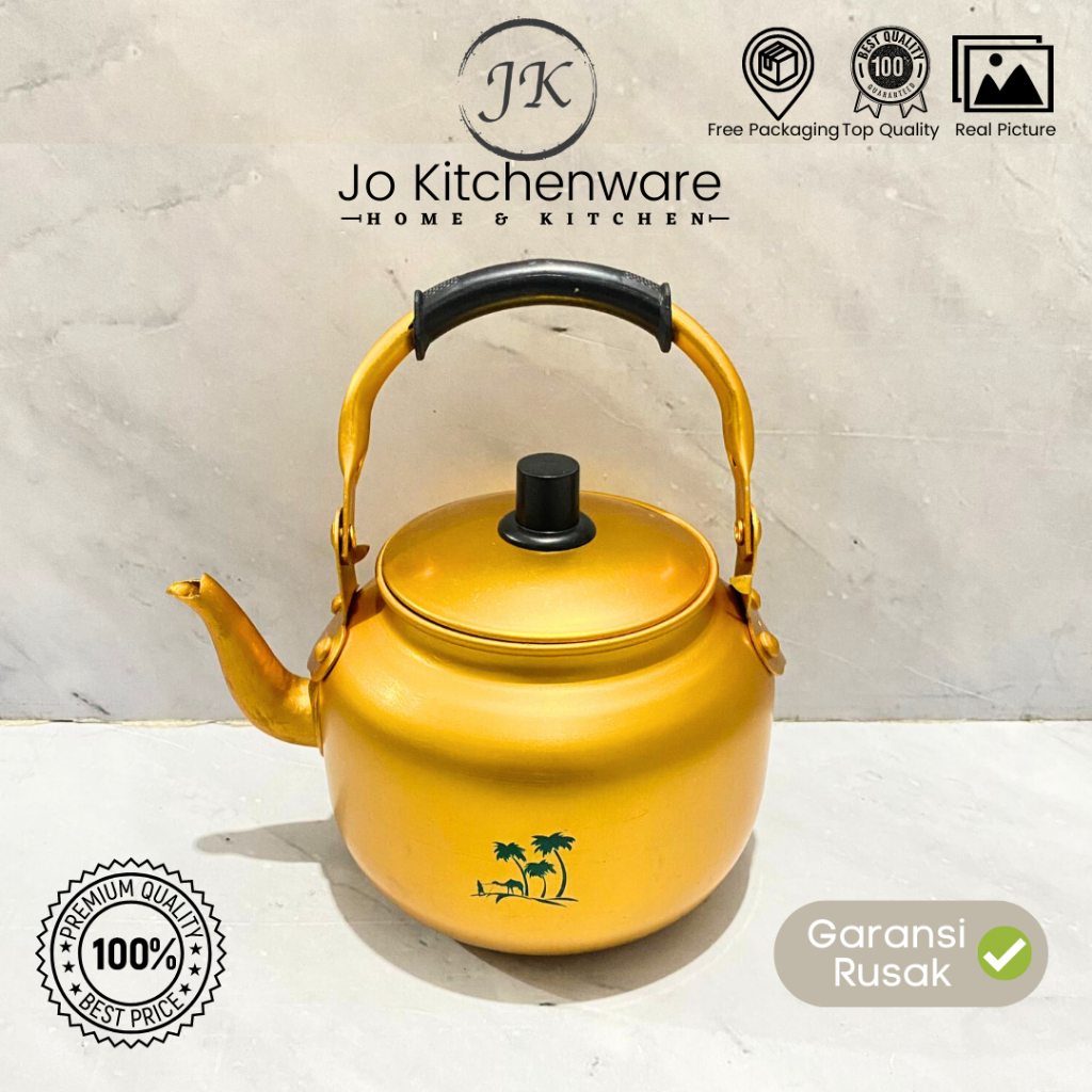 Teko arab kuning fancy premium / Teko air zam zam aluminium emas / teko arab gold