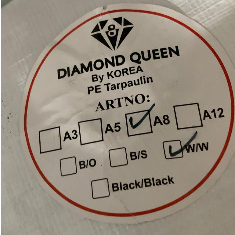 TERPAL ROLL A8 WARNA PUTIH  DIAMOND QUEEN (Harga Roll)