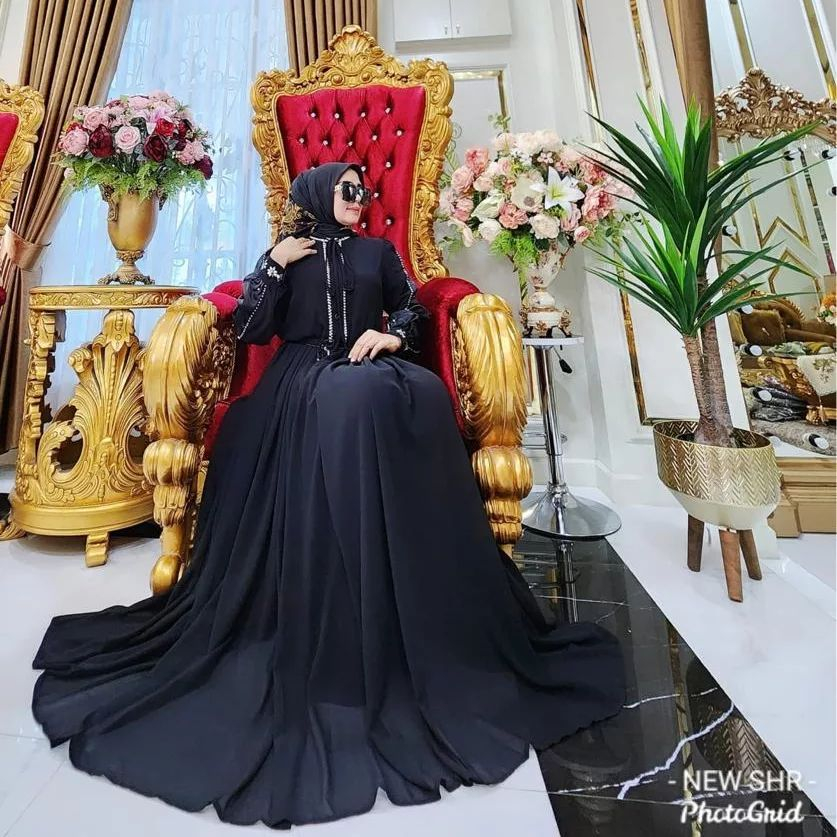 GAMIS BORDIR HITAM BY SHR