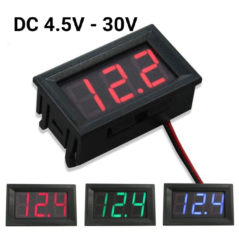 Voltmeter Digital 2 Kabel LED Terang Ukuran Kompak Praktis — 9
