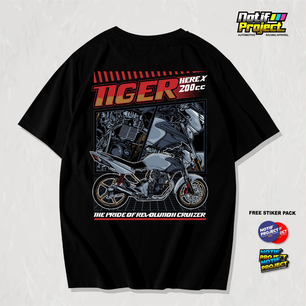 KAOS HONDA TIGER HEREX, T-SHIRT MOTOR NOTIF PROJECT