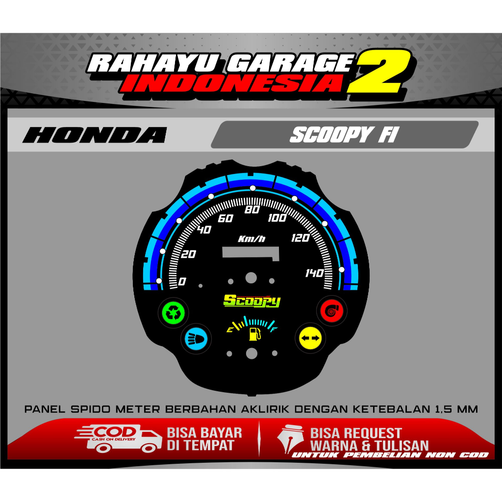 papan speedometer custom scoopy fi panel spido meter custom scoopy fi