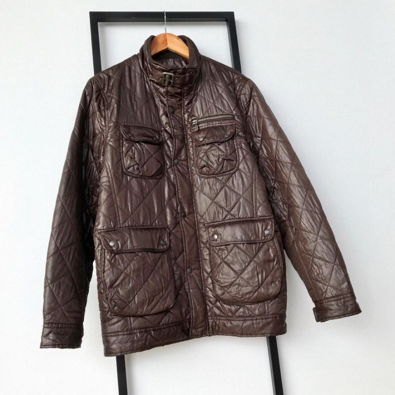 Jaket Windbreaker LOUIS CHAVLON Original Puffer Down Jacket Winter Bulang Coklat Brown