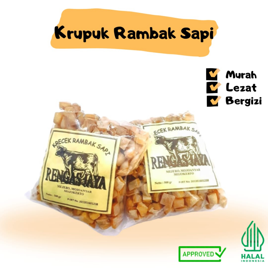 

Krecek Rambak Kulit Sapi/Kerupuk Kulit Sapi 1 Kg/Kerupuk Dorokdok Mentah Super/Jangek Mentah