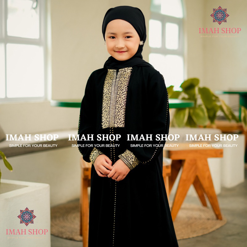 Abaya Gamis Anak Perempuan Maxi Dress Arab Saudi Bordir Zephy Turki Umroh Dubai 225 Turkey India Wanita Hitamjo 78 Gold Kids By Imah Shop