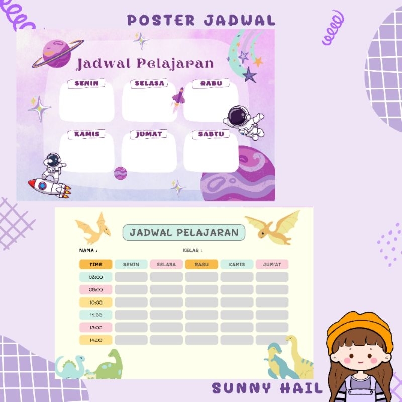 Poster Jadwal Pelajaran, Piket, Kegiatan Anak | Jadwal Pelajaran Anak Custom