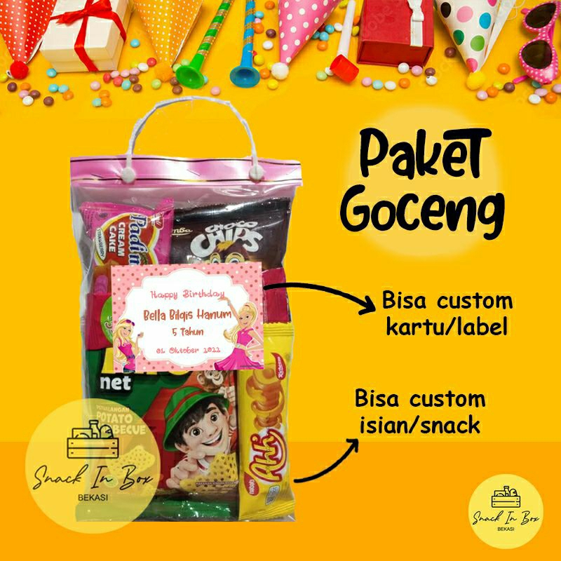 

( TANPA MINIMAL ORDER ) Bingkisan Snack Ulangtahun / bodyback / Bingkisan Snack Ulang Tahun Termurah