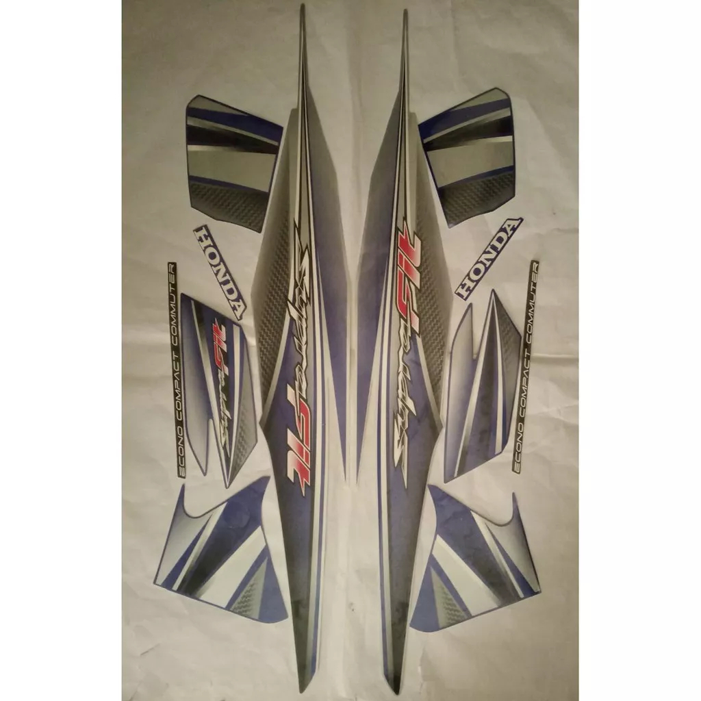 stiker striping honda supra fit new 2006 silver biru lis body original
