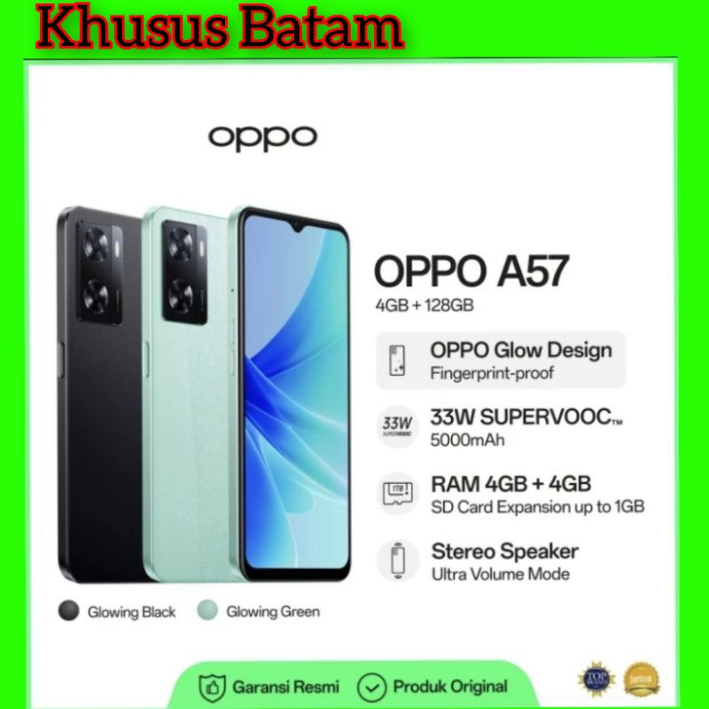 OPPO A57 RAM 4GB/128GB HANDPHONE ANDROID GARANSI RESMI (KHUSUS BATAM)