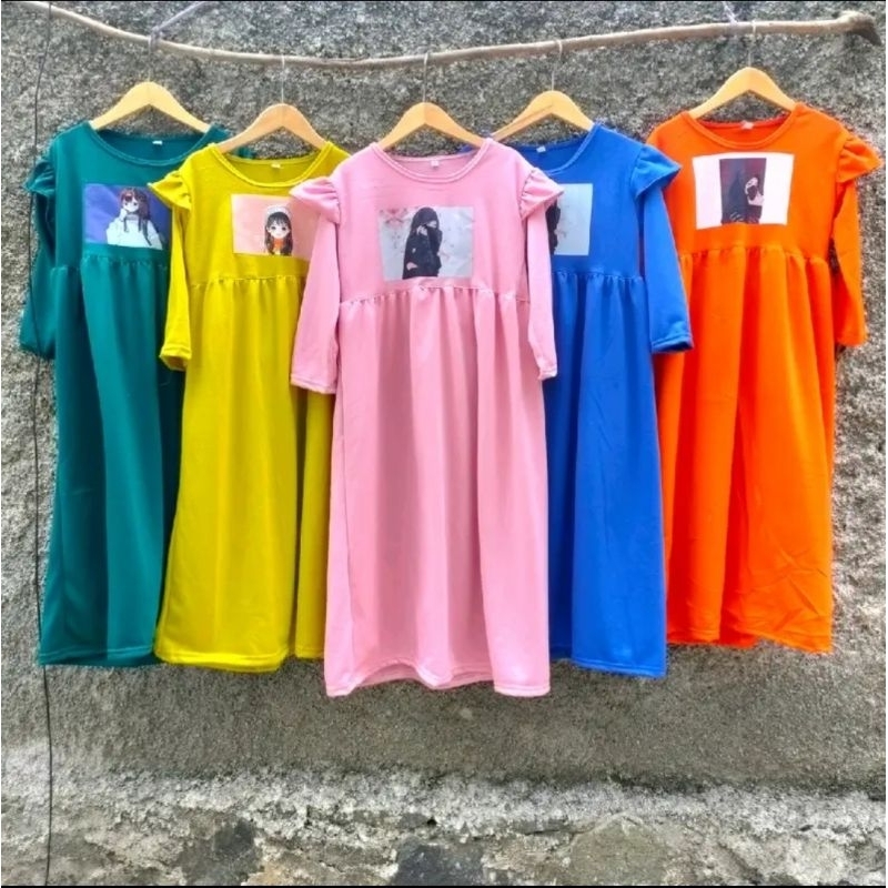 Cod Gamis maudy Sablon DTF bahan babyterry import 2-8th