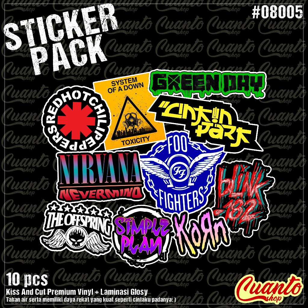 Sticker Pack 10pc Band Rock Pop Indie