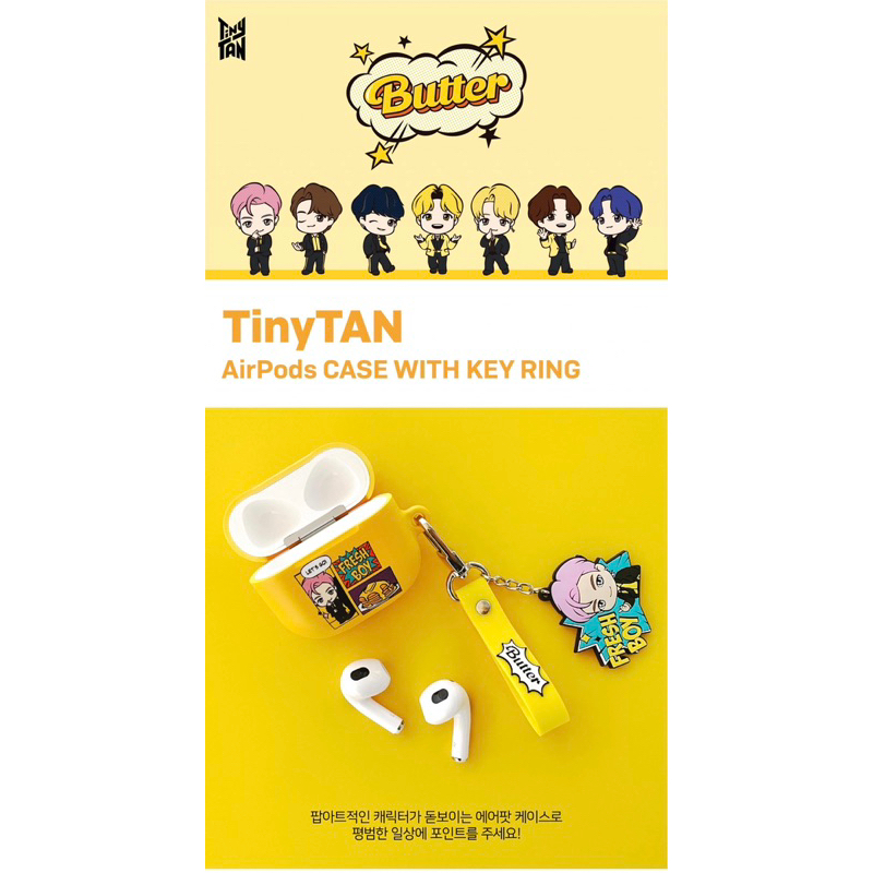 READY - JUNGKOOK TinyTAN AirPods case with Keyring(Butter color)