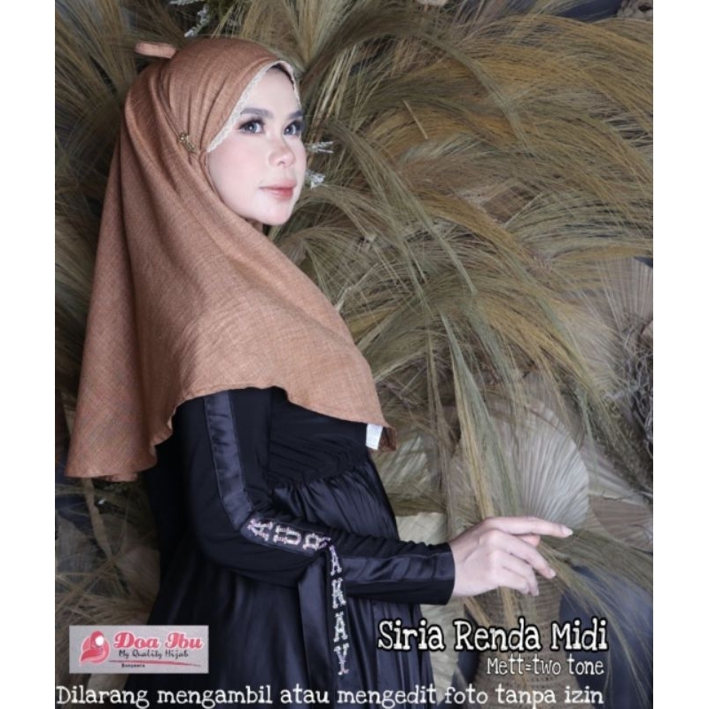 796 Jilbab Siria Nonped Renda Doa Ibu Crinkle Twotone/Hijab Doi Ori By Bunyamin