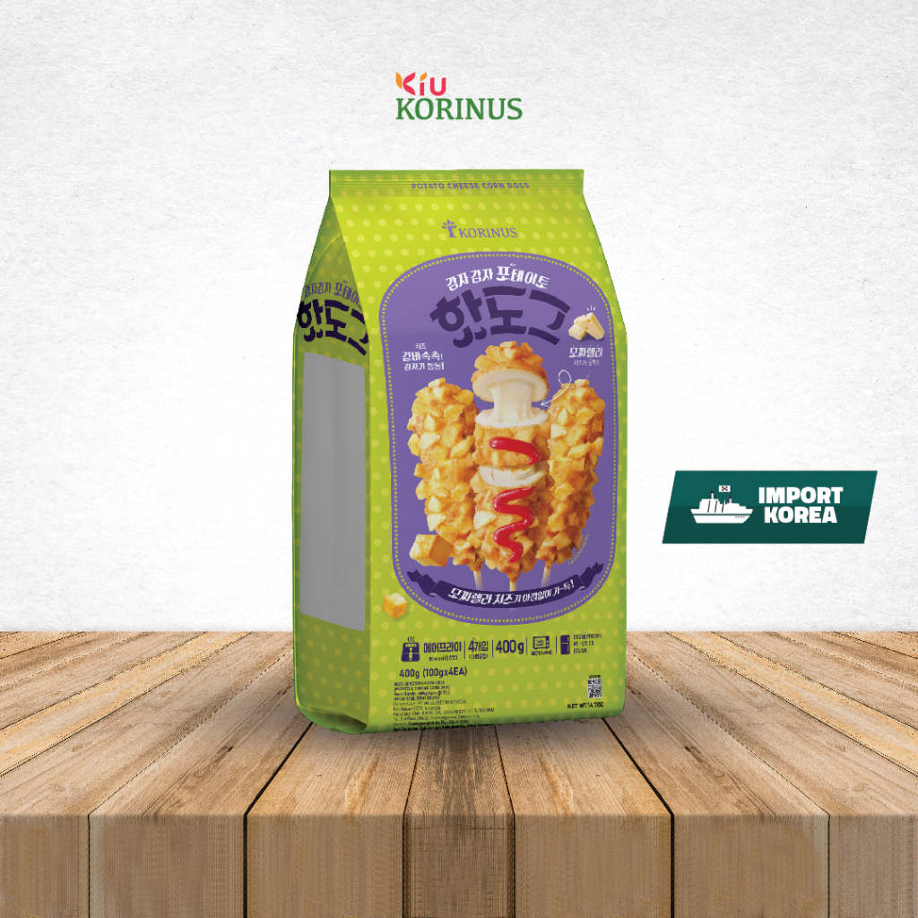 

K - 1 PACK (4Pcs) Potato & Cheese Corn Dog/Roti isi keju di balurin potongan kentang 400gr