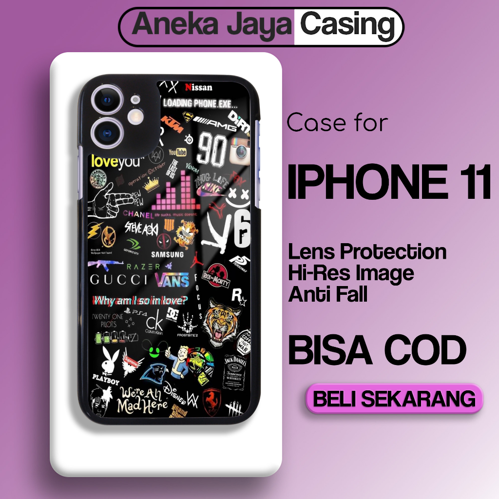 Case iPhone 11 Casing iPhone 11 Case Glossy Motif Black Casing Hp iPhone Case Hardcase Softcase Prem