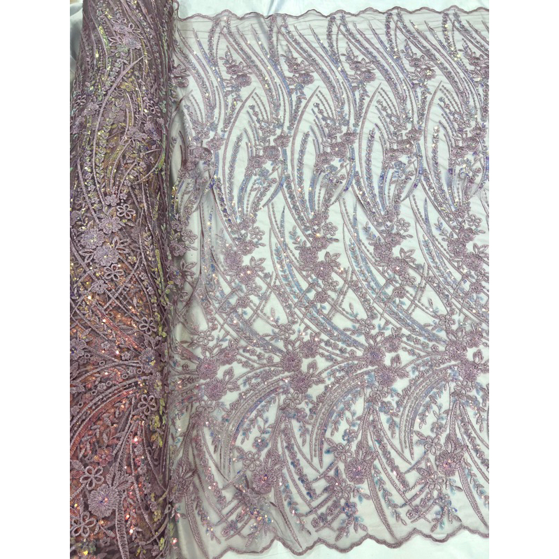 Kain Tile Bordir Akar Sequins Rainbow -Terbaru Termurah