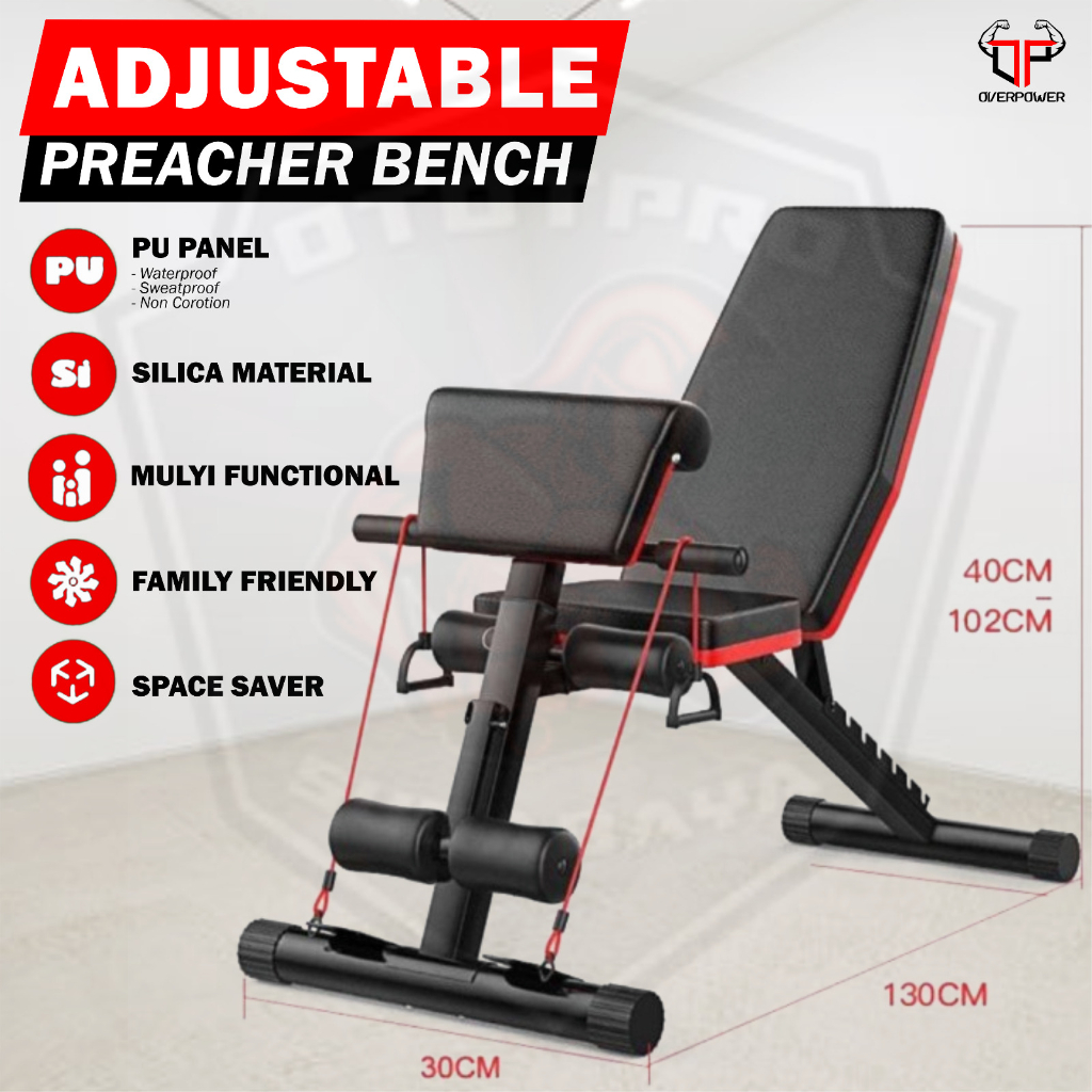 Adjustable Preacher Bench/Kursi bangku Fitness/Alat Gym/Sit up