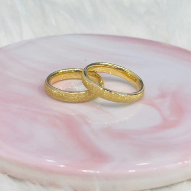 Cincin polos kristal pasir cincin couple uk 10-18 simple elegant emas asli 16K 20K