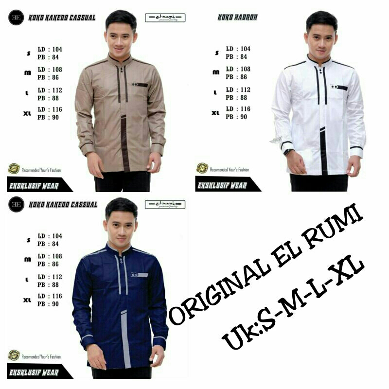 Baju koko original produk elrumi dewasa lengan panjang koko gus azmi hadron banjari syubbanul muslim