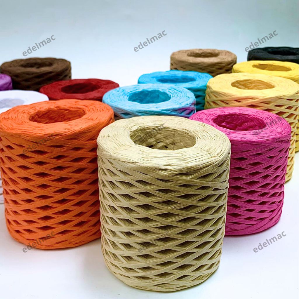 

Tali Kertas Rajut Rafia Paper Rope Yarn Knitting Tas Bag Hat Flower Packing Hampers Handcraft DIY