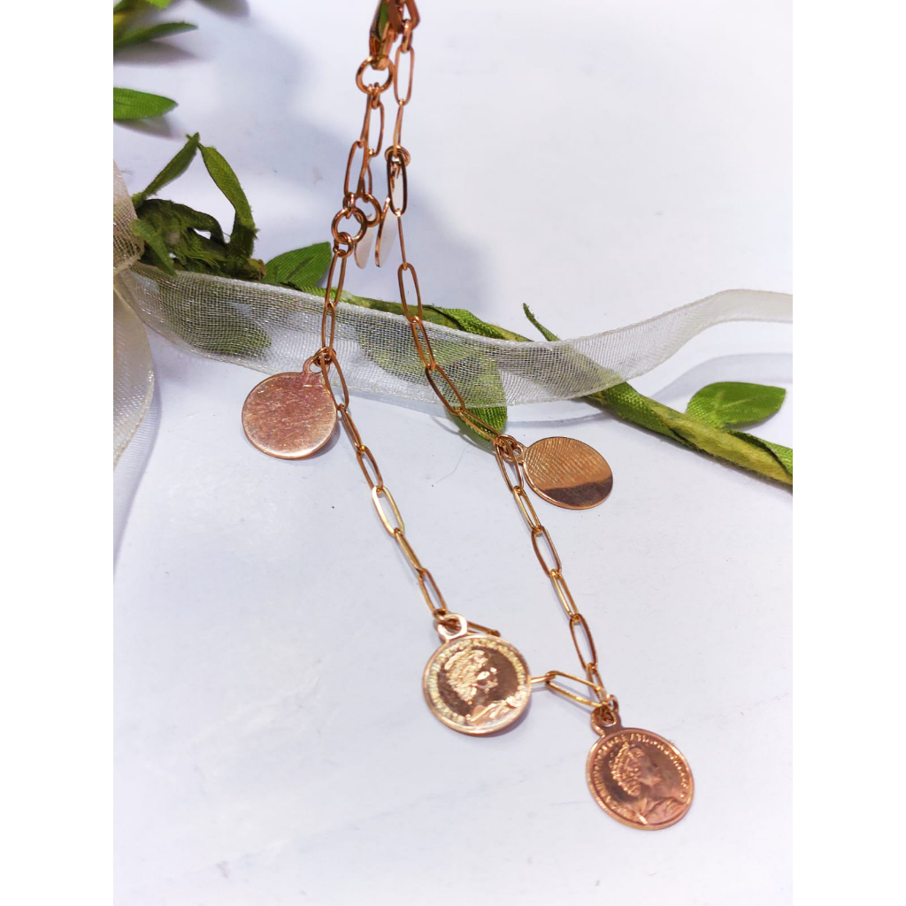gelang paper clip koin emas asli 8k/ 375