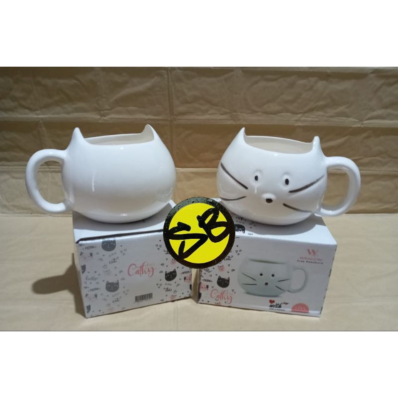 MUG CANGKIR KERAMIK CATHY KUCING MURAH UNIK