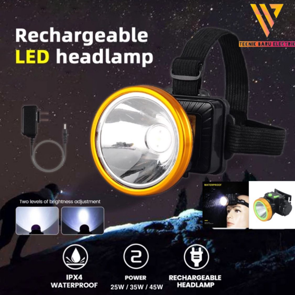 LAMPU SENTER KEPALA LED SNI SUPER TERANG DARURAT EMERGENCY CAMPING OUTDOOR CHARGER