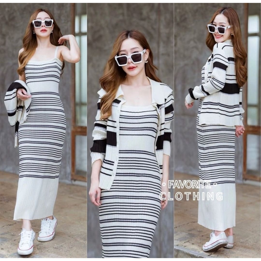 Dress Jemia + Cardi - Dress Rajut Wanita - Casual Dress Terbaru