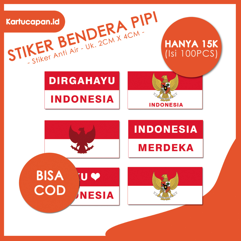 

(PAKET 100PCS) STIKER PIPI BENDERA MERAH PUTIH / STIKER BENDERA MERAH PUTIH PIPI