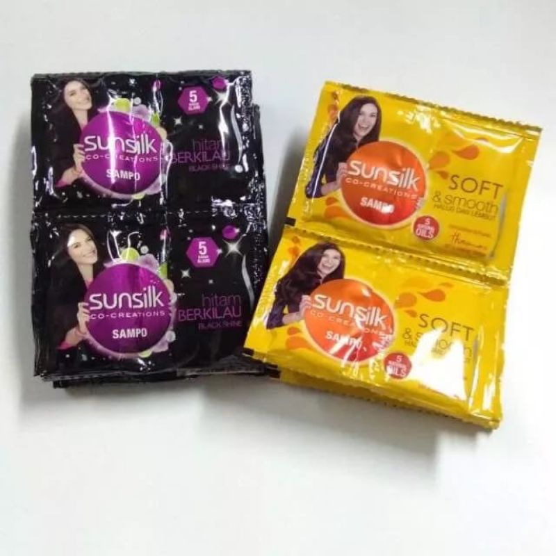 Isi 24pcs Shampoo Sunsilk Sachet Black Shine