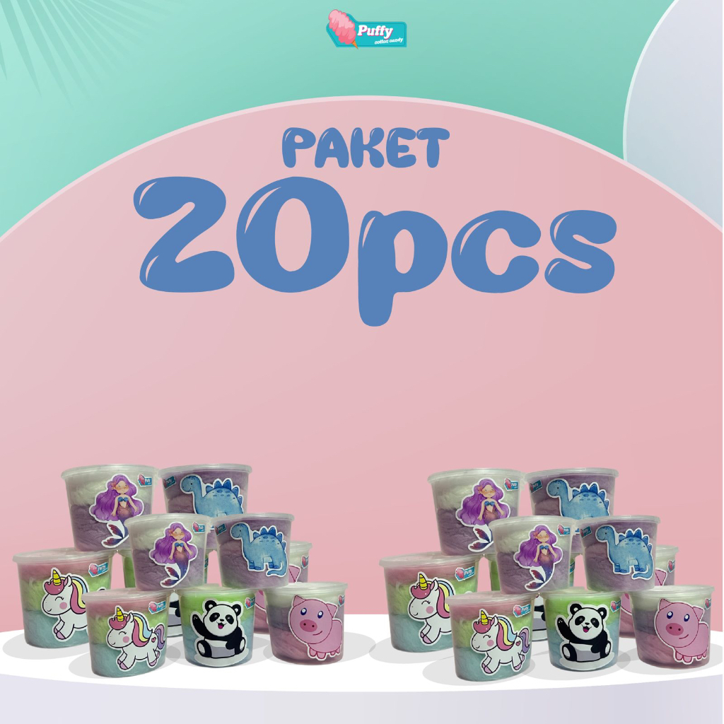 

GULALI COTTON CANDY CUP KECIL PAKET 20PCS SOUVENIR MERCHANDISE GOODYBAG GOODY BAG HAMPERS ULTAH