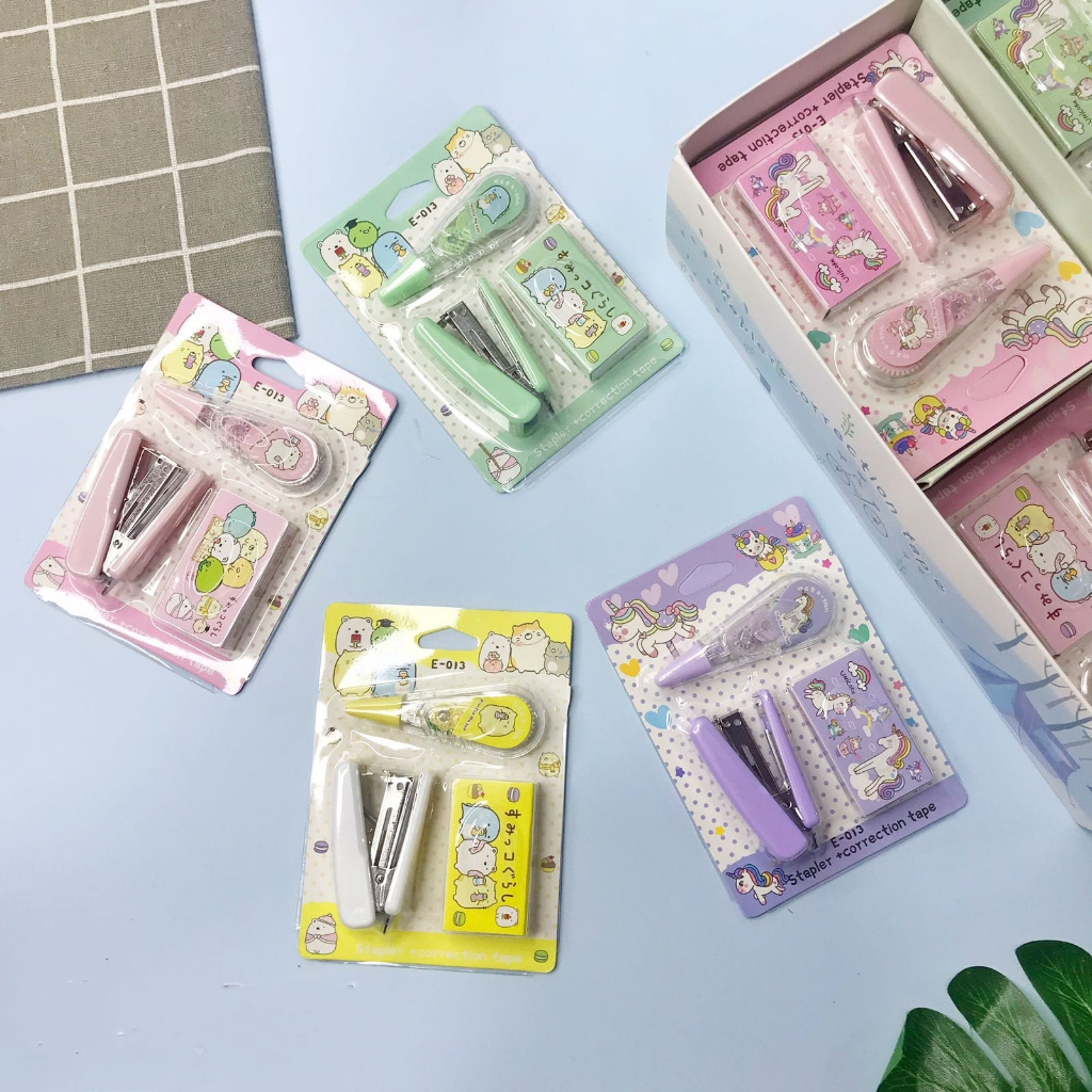 

3PCS / SET STATIONERY SET STAPLES, ISI, CORRECTION TAPE / STATIONERY SET STAPLES, ISI, CORRECTION TAPE