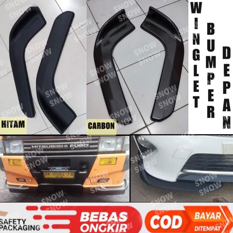 Winglet Lips Bumper Depan Hitam Carbon Mobil Universal Avanza Xenia Innova Agya Ertiga Xl7 Brv Mobil