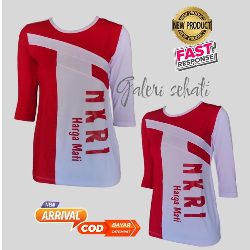 KAOS OLAH RAGA Atasan senam wanita merah putih agustusan