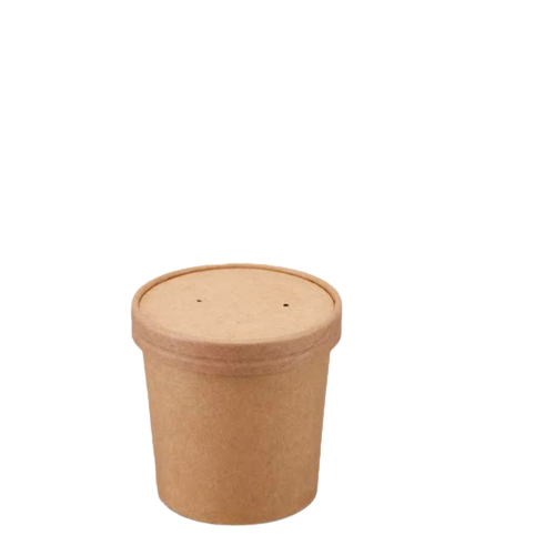 Brown paper cup soup | mangkok kertas kraft coklat cup sup 12 oz + tutup | Cup soup