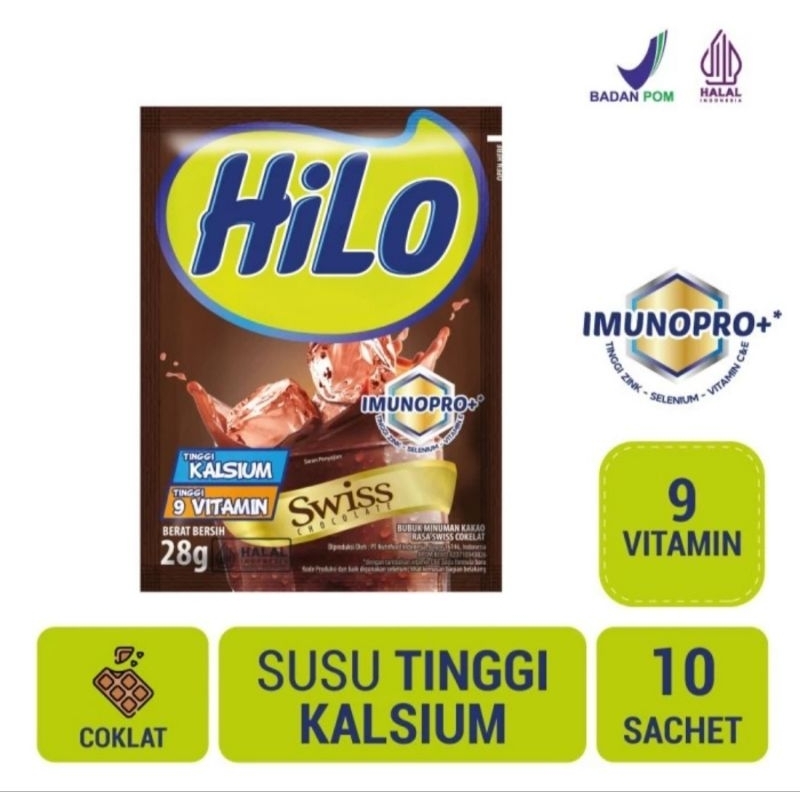 

Hilo Swiss Chocolate 1renceng isi 10saset