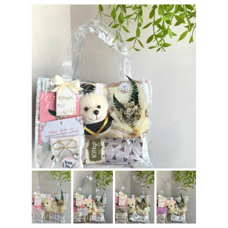 KADO HAMPERS GIFT HADIAH JILBAB BONEKA BUKET TAS TRANSPARAN WISUDA ULANG TAHUN ANNIVERSARY HARI IBU 
