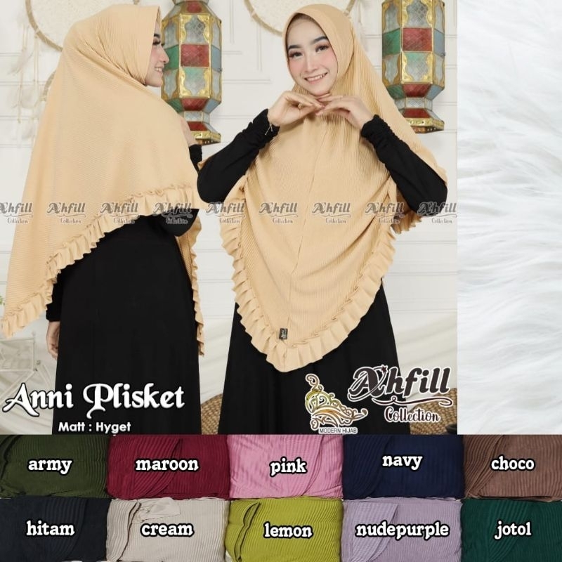 bergo jumbo plisket / bergo plisket / bergo rempel Anni plisket