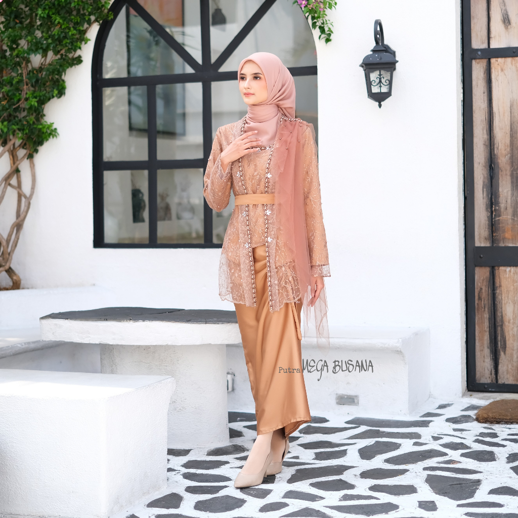 Kebaya Modern Suhita Satu Set Setelan Atasan Rok Dan Selendang Fashion Story Gamis Muslim Wanita Baj