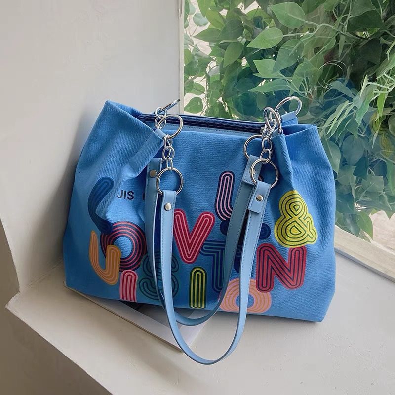 Golden - I023 tas bahu tas cantik biru langit tas wanita import