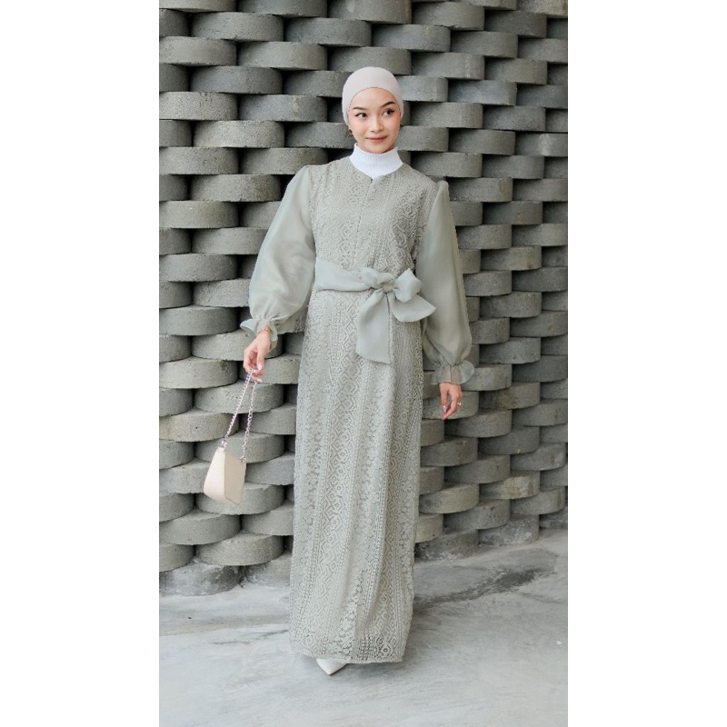 dress kondangan magnolia bahan organza brukat